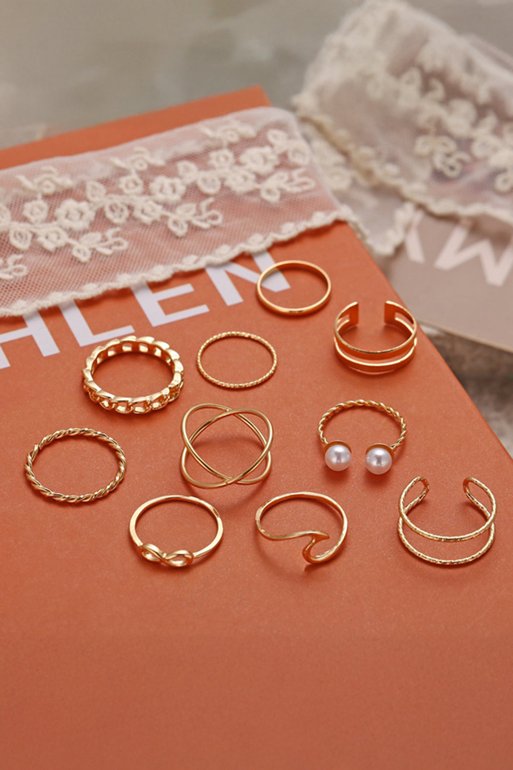 10pcs/set Vintage Plated Alloy Ring Set