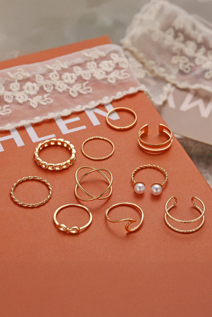 10pcs/set Vintage Plated Alloy Ring Set