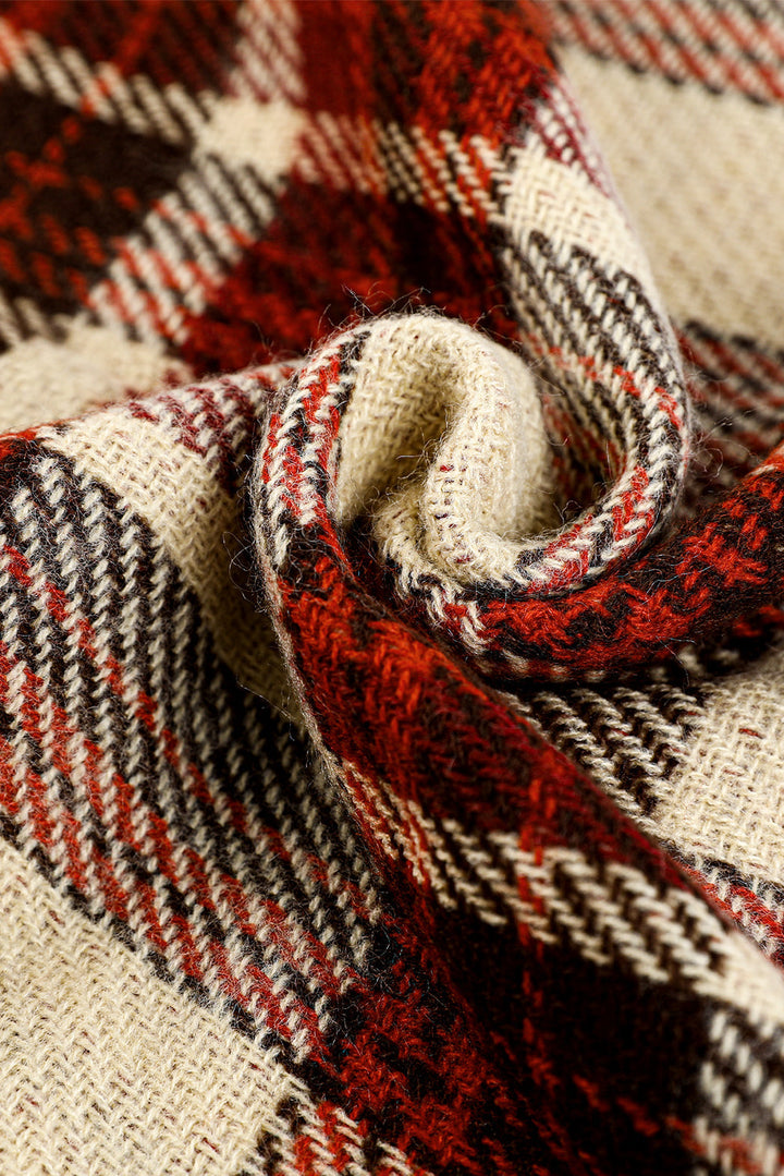 Wendbarer Pashmina-Schal mit Fransenbesatz und Hahnentrittmuster