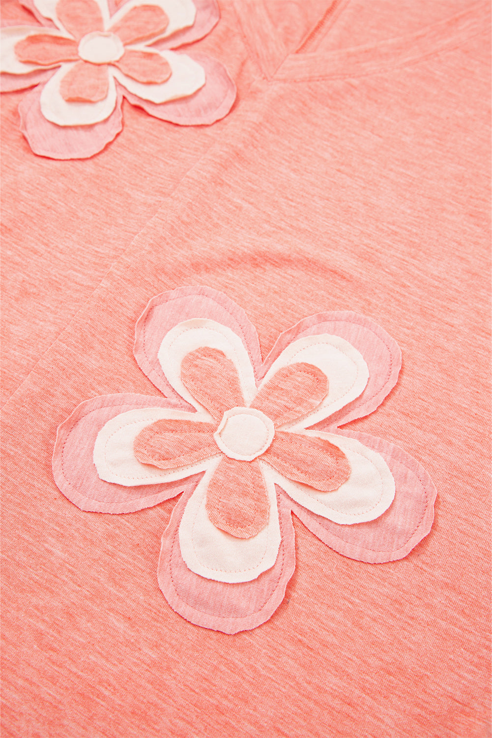 Floral Patchwork V Neck Long Sleeve T Shirt