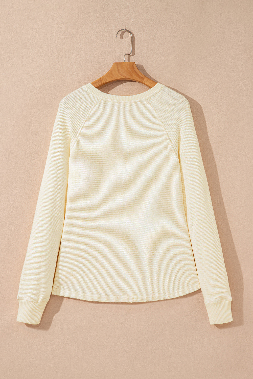 Textured Knit Half Buttons Henley Top