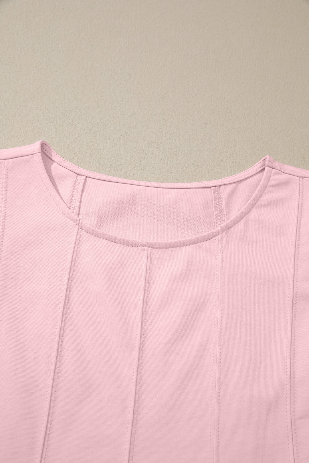Pink Stitched Detail Loose Tank Top Cotton 2pcs Short Set