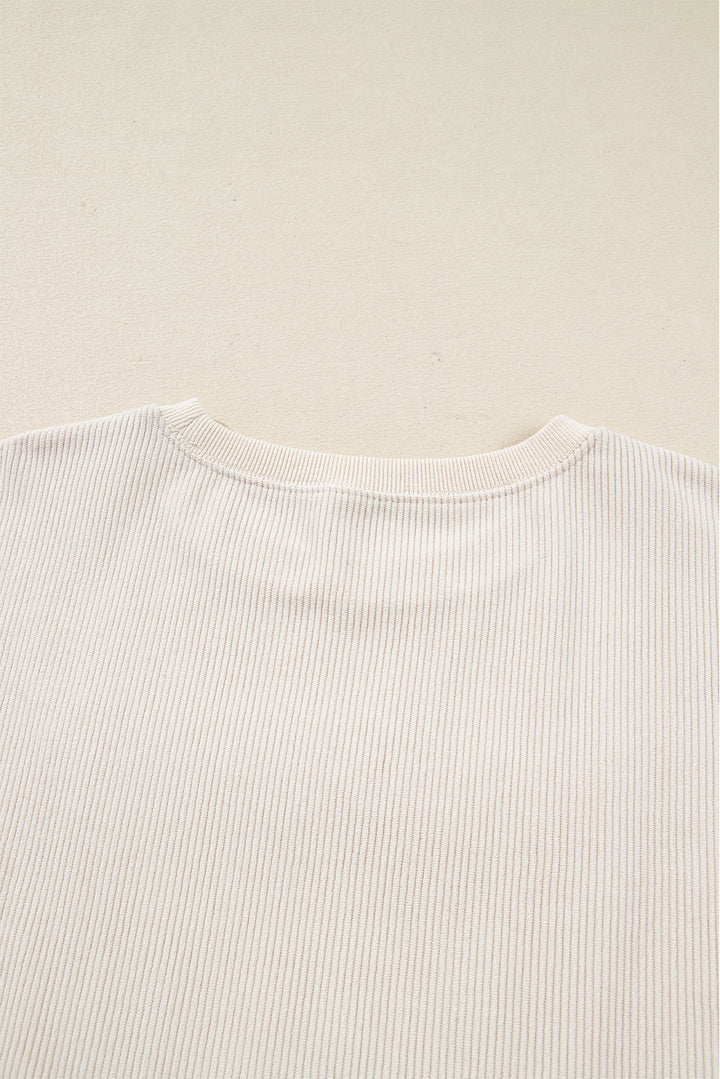 merry little thing Corded Letter Graphic Ribbed Loose Sweatshirt