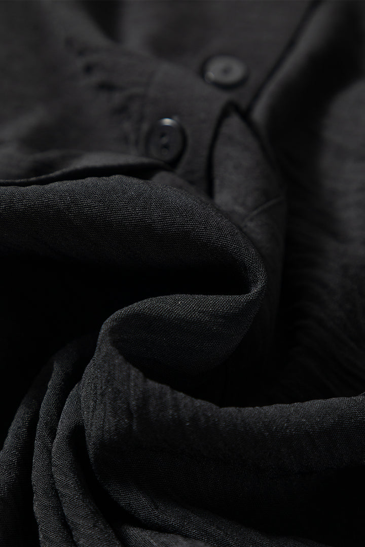 Black Pure Color Patch Pocket Shirt