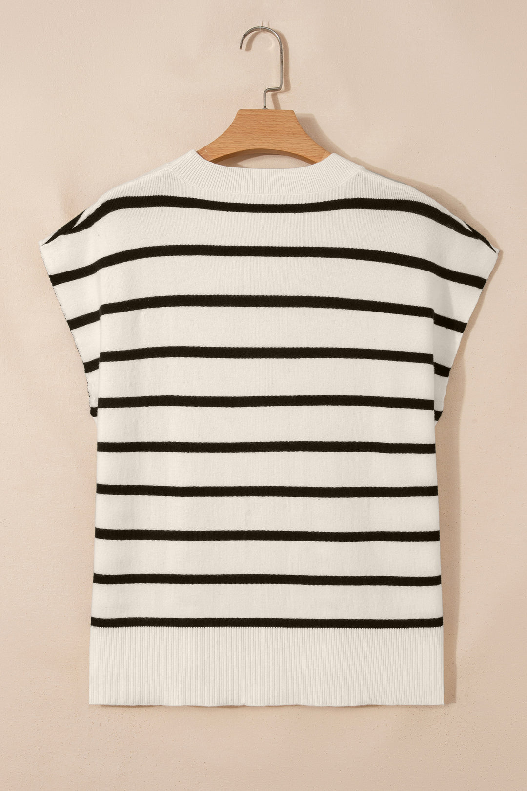 White Side Slits Crewneck Short Sleeve Sweater Tee