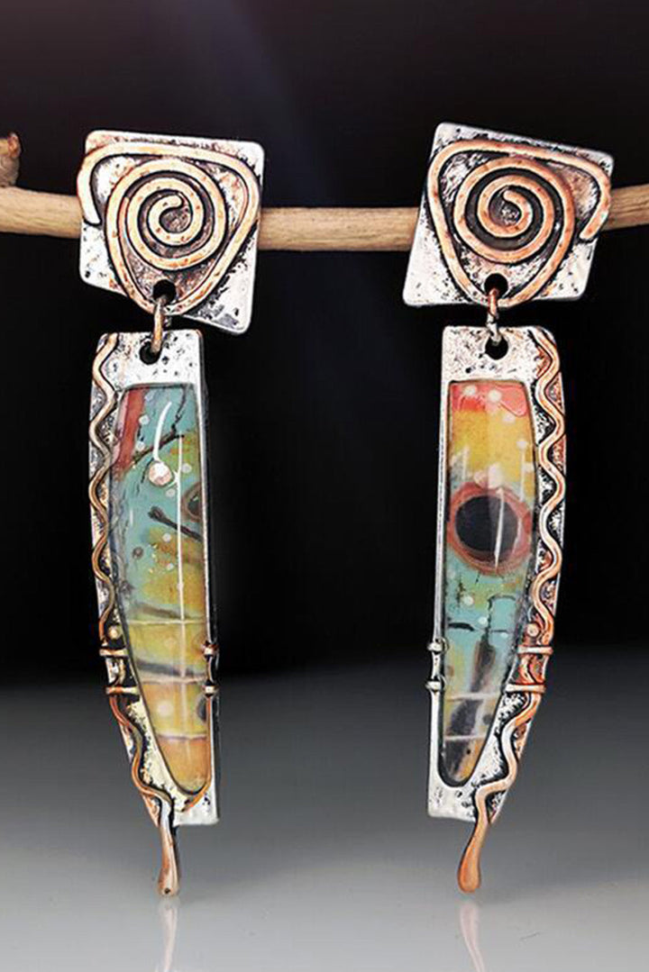 Vintage Marbled Pattern Alloy Earrings