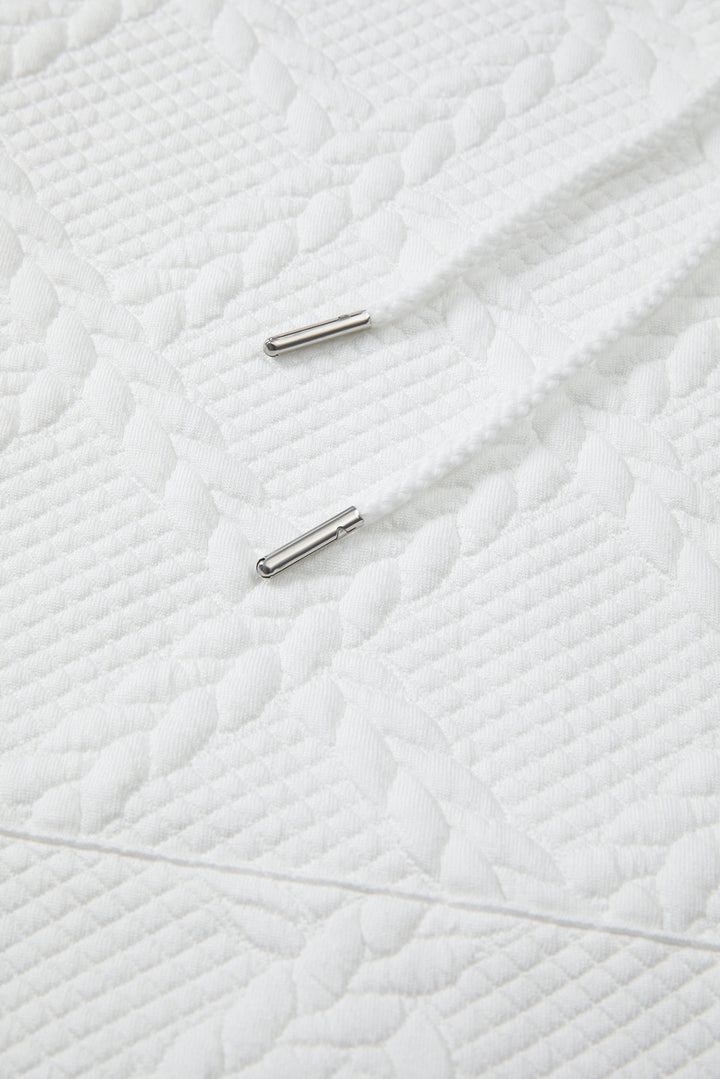 Cable Lattice Texture Kangaroo Pocket Hoodie