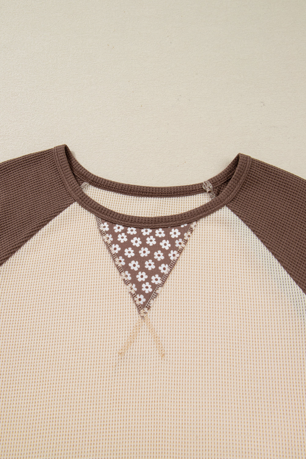 Floral Print Patchwork Color Block Long Sleeve Top