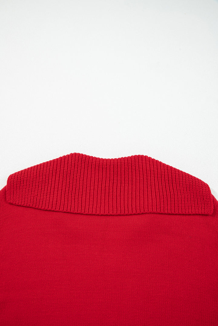 Collared V Neck Ribbed Edge Sexy Elegant Sweater