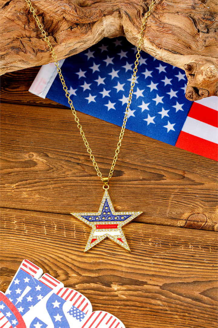 Collier étoile avec strass et drapeau américain