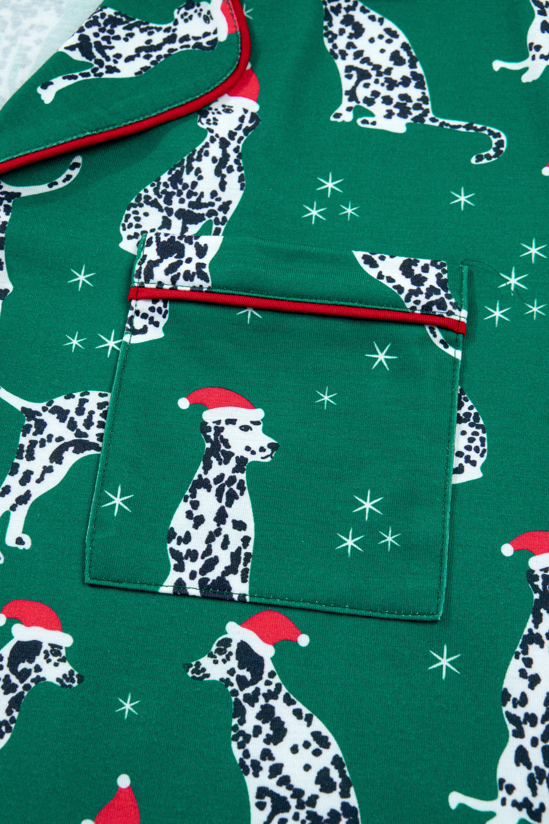 Green Long Sleeve Dog Print Two Piece Shift Lounge Set