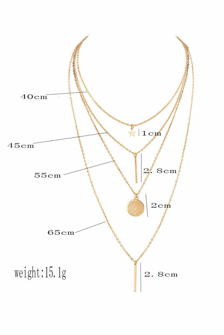 Boho Multi-layered Star Pendant Plated Necklace