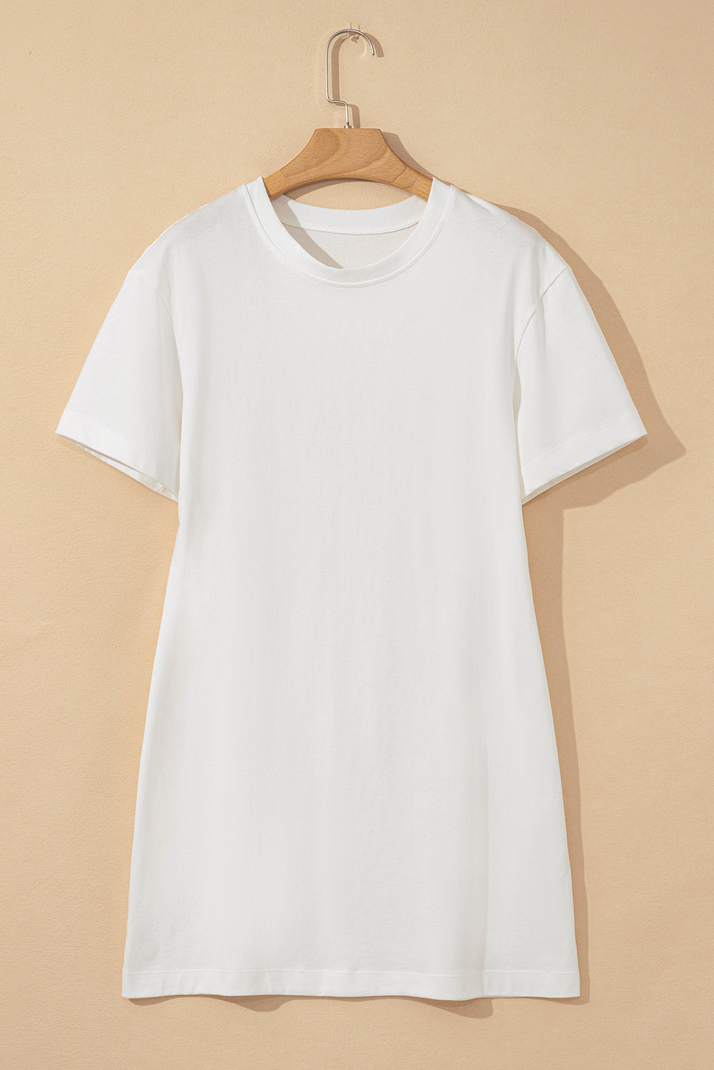 drop shoulder crew neck shift t shirt dress