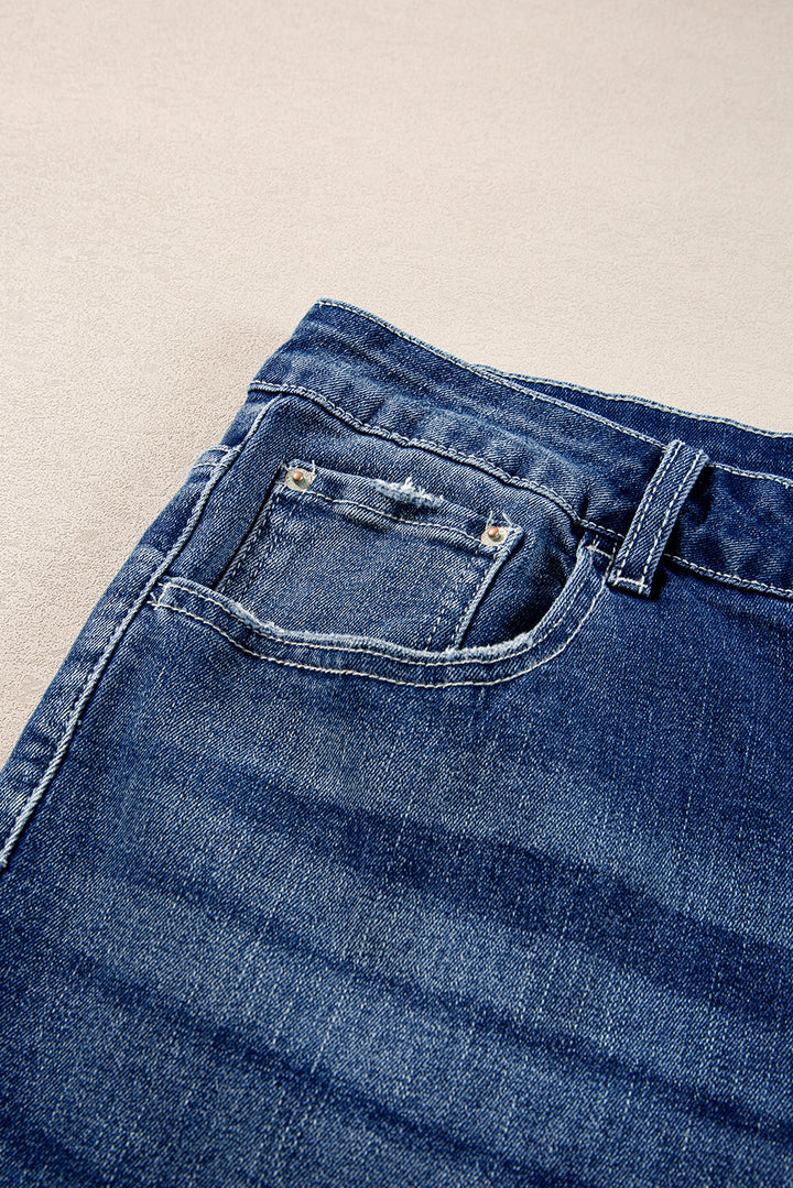 Plus Size High Waist Side Slits Flare Jeans