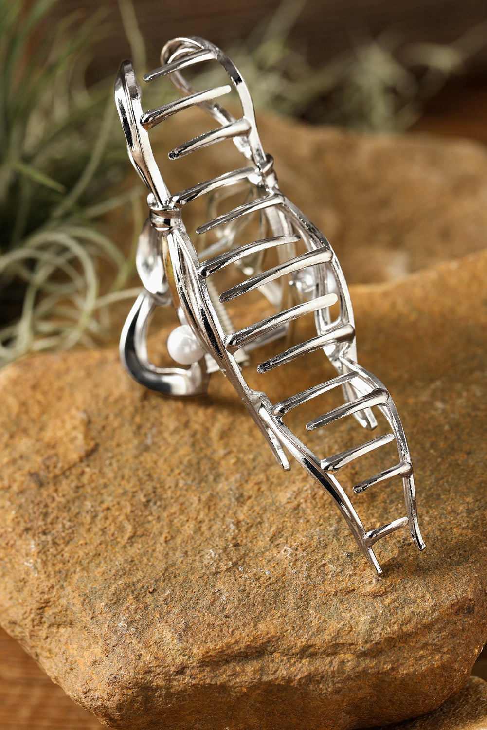 Pearl Decor Bow Knot Alloy Hair Claw Clip