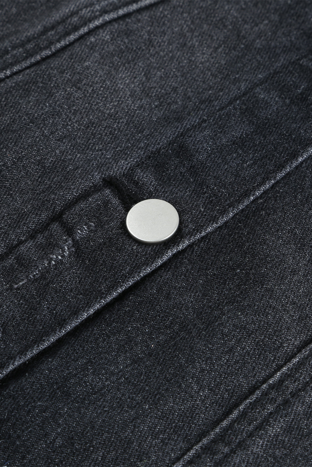 Lapel Distressed Raw Hem Buttons Denim Jacket