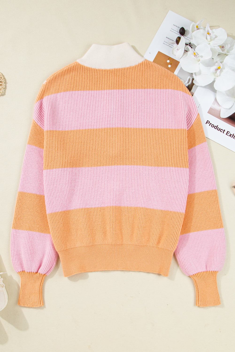 Colorblock Half Zip Oversize Sweater