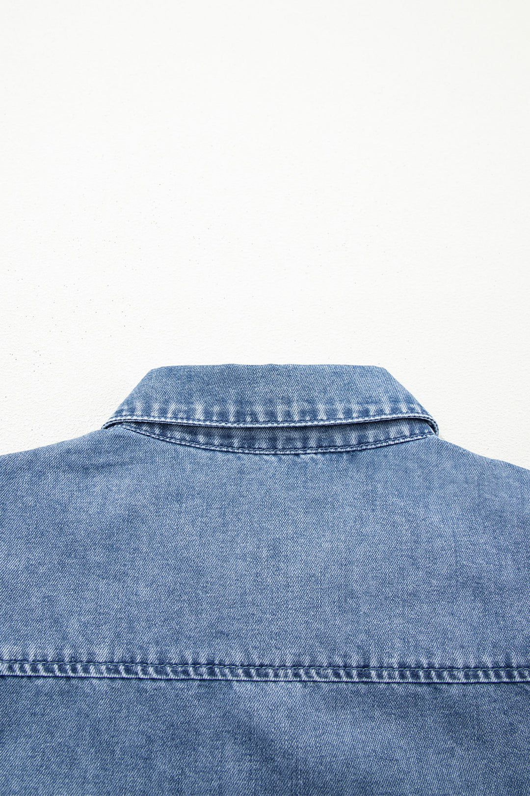 Blue Puff Half Sleeve Collared Denim Shirt
