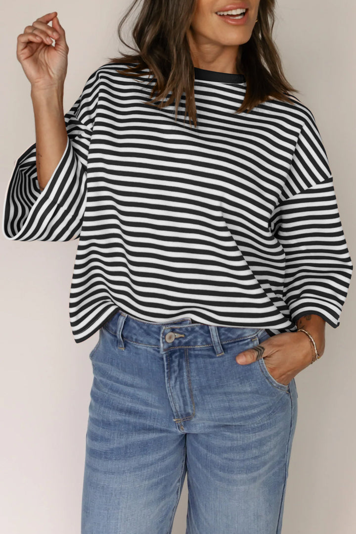 Bowknot Cutout Back Drop Shoulder Wide Bracelet Sleeve Loose Tee