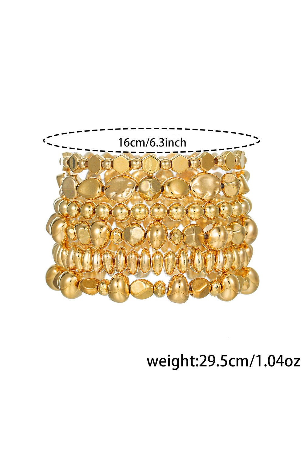 Alloy Plated 6pcs Irregular Beading Bracelet