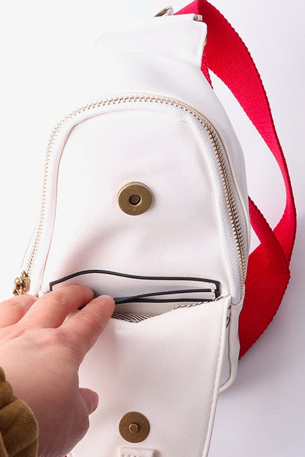 Sac bandoulière zippé en cuir PU à motif boules