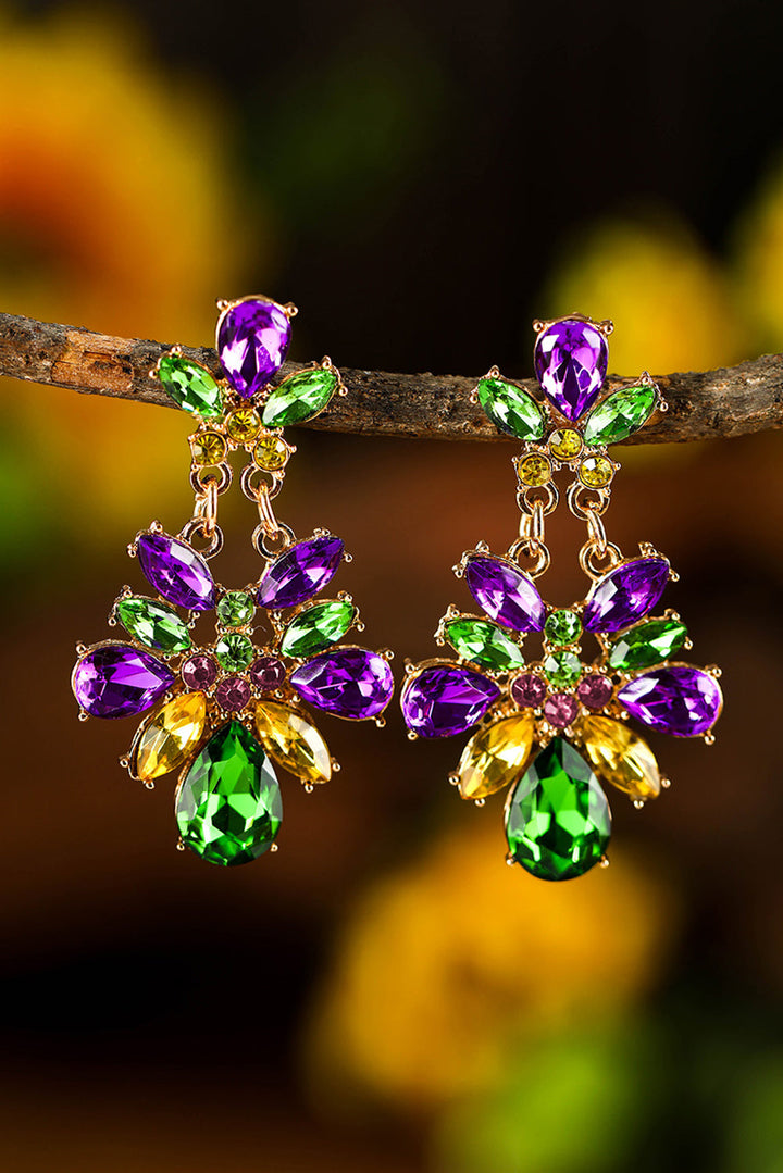 Boucles d'oreilles pendantes en pierres précieuses Mardi Gras