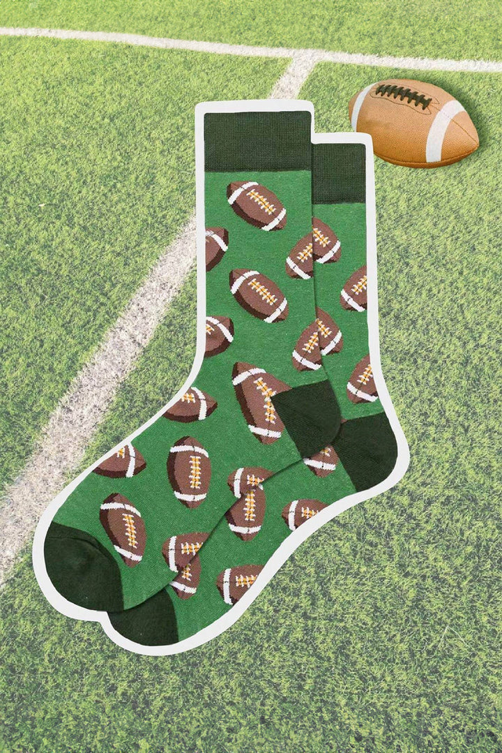 Mittellange Socken mit Rugby-Football-Print