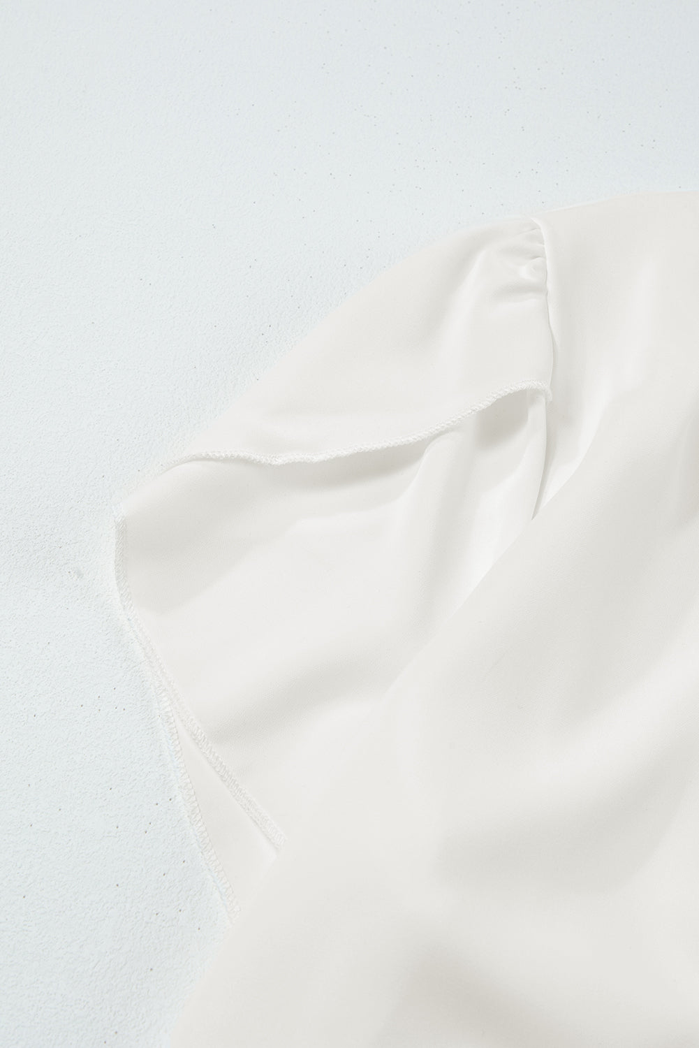 White Silky Notched Neckline Petal Sleeve Blouse