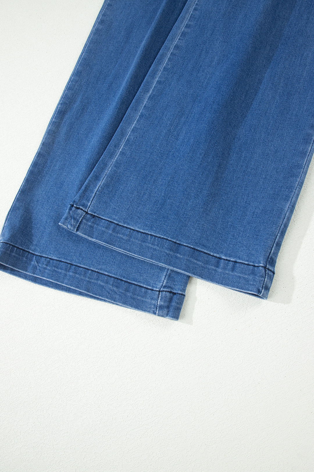 Dusk Blue Lace-up Pull on Wide Leg Jeans