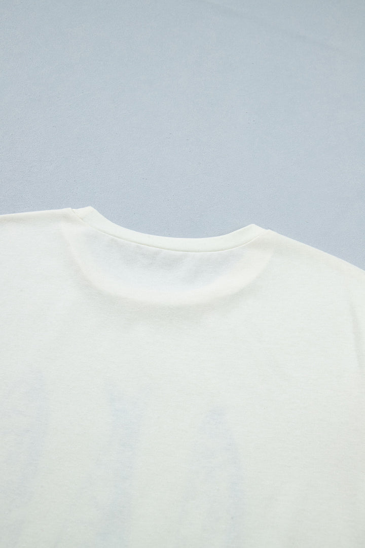 White Fish Print Short Sleeve Round Neck T Shirt
