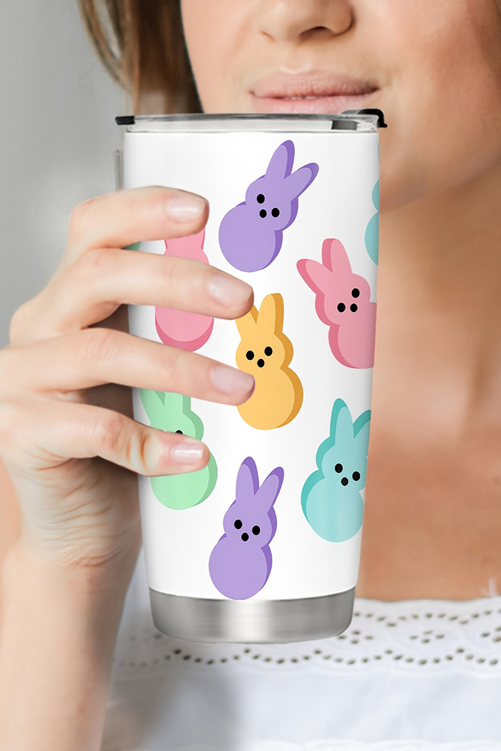 Cute Bunny Printed Stainless Steel Thermal Vacuum Cup 20oz