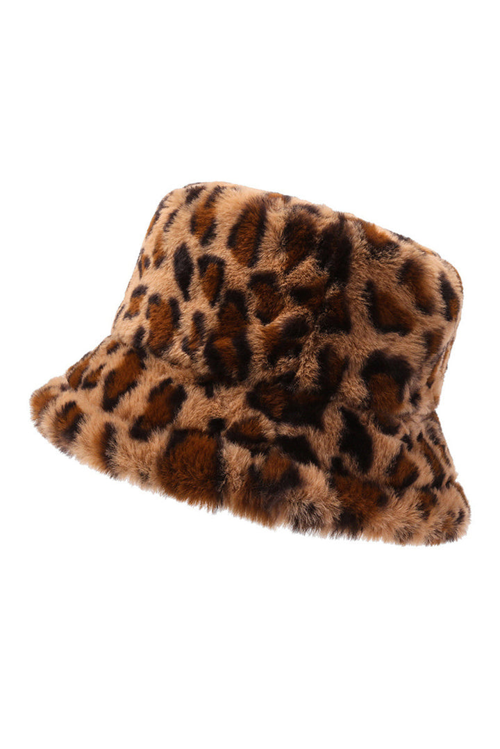 Leoparden-Plüsch-Winterhut mit breiter Krempe