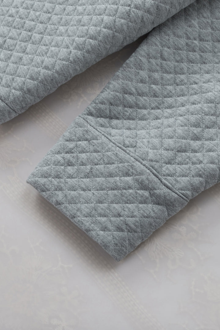 Gray Retro Quilted Flap Pocket Button Shacket