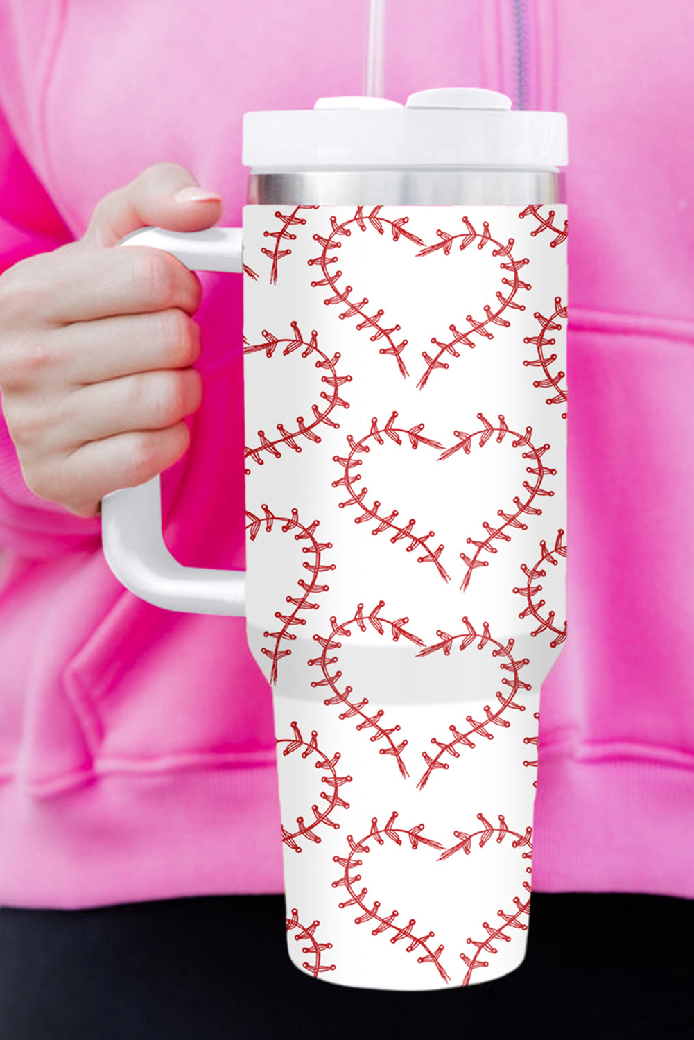 Tasse isotherme en acier inoxydable en forme de cœur avec poignée, 1 134 g