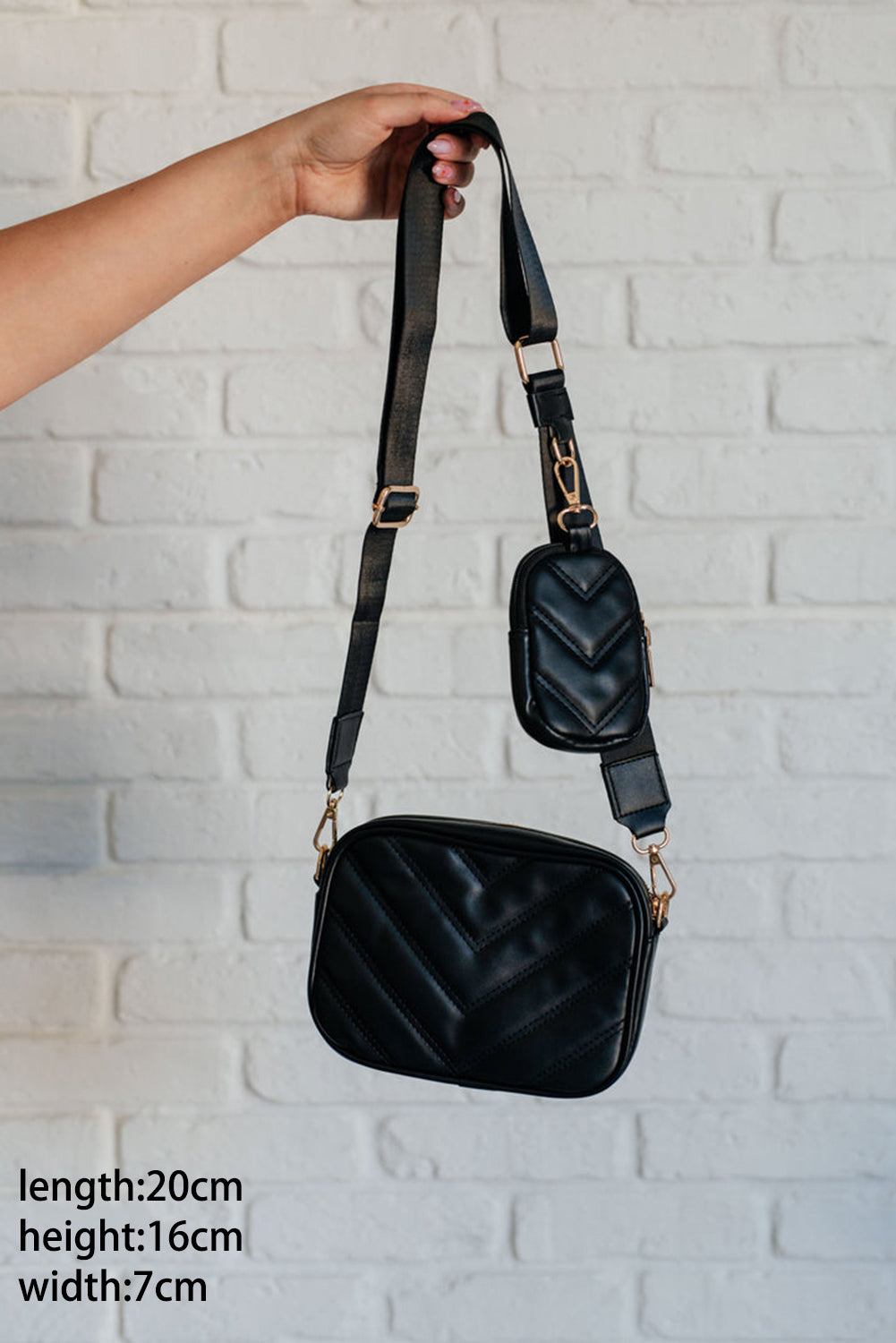 Quilted PU Leather Crossbody Bag with Coin Purse
