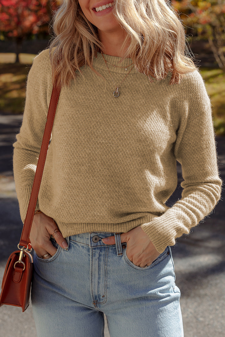 Brushed Knit Casual Fitted Sweater