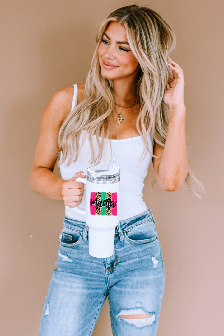 Tasse portable à anse colorée Mama Leopard 40 oz