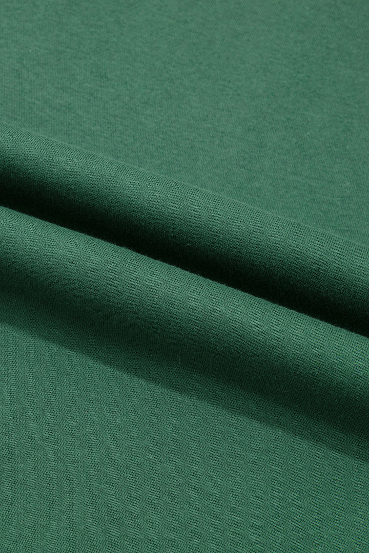 Dark Green Colorblock Polka Dot Contrast Trim Oversized Sweatshirt