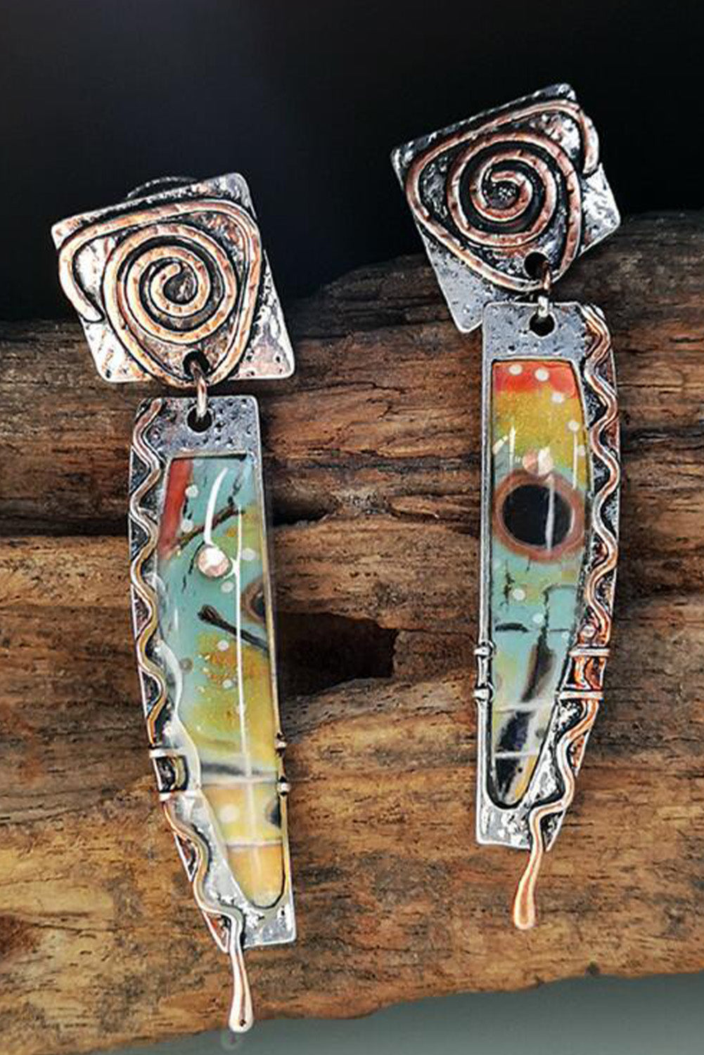 Vintage Marbled Pattern Alloy Earrings