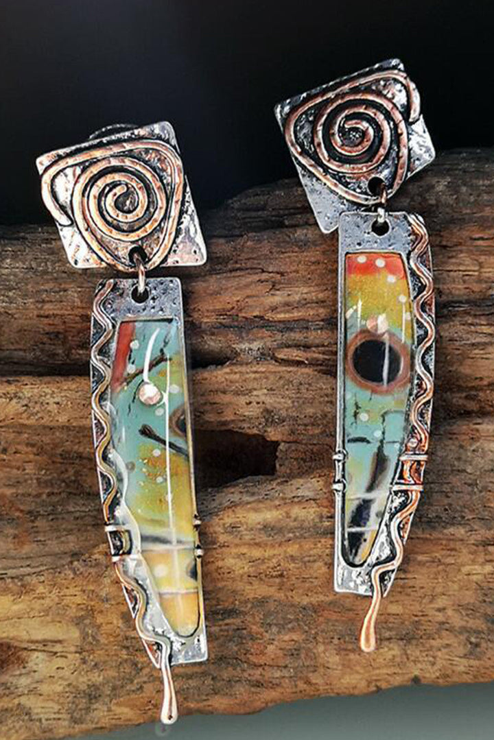 Vintage Marbled Pattern Alloy Earrings