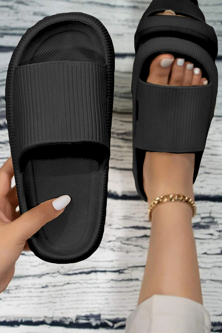 Hollow-out Thick Soled Slip On Slippers