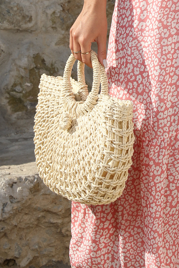 Bamboo Weaving Semicircle Tote Handbag