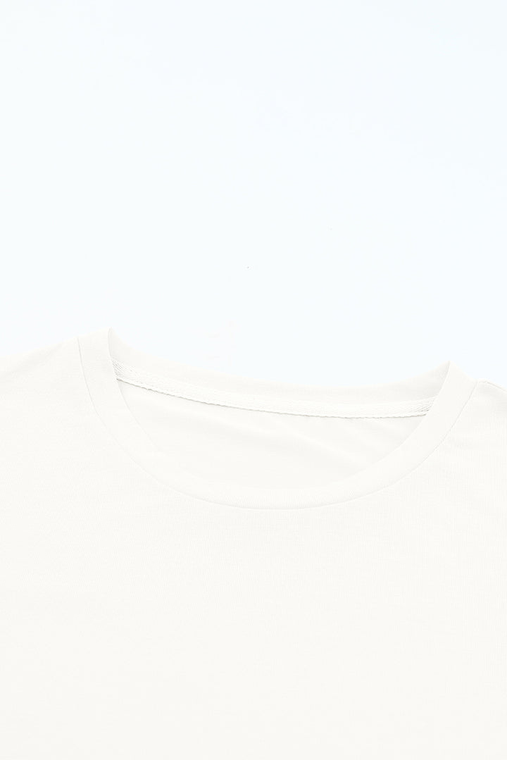 White Casual Plain Crew Neck Tee