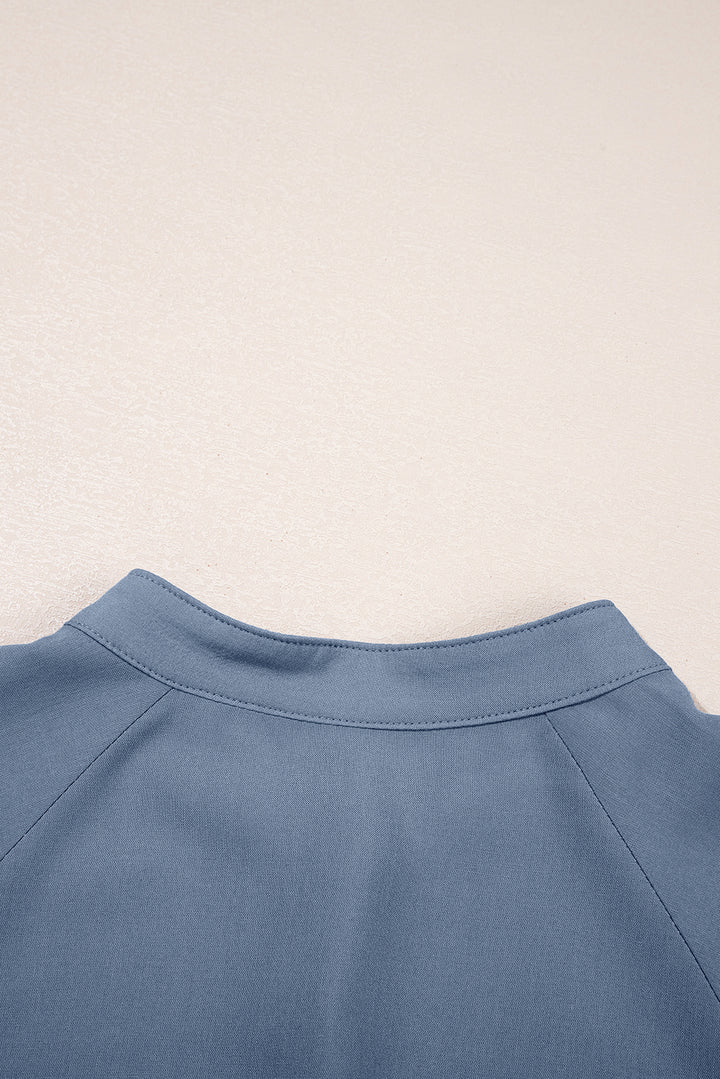 Robe longue évasée à volants et manches courtes, boutons cachés