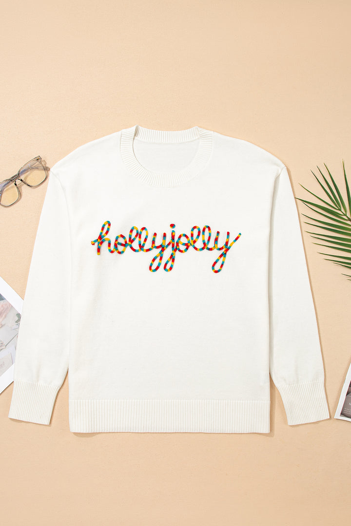 Colorful Holly Jolly Christmas Knit Loose Sweater