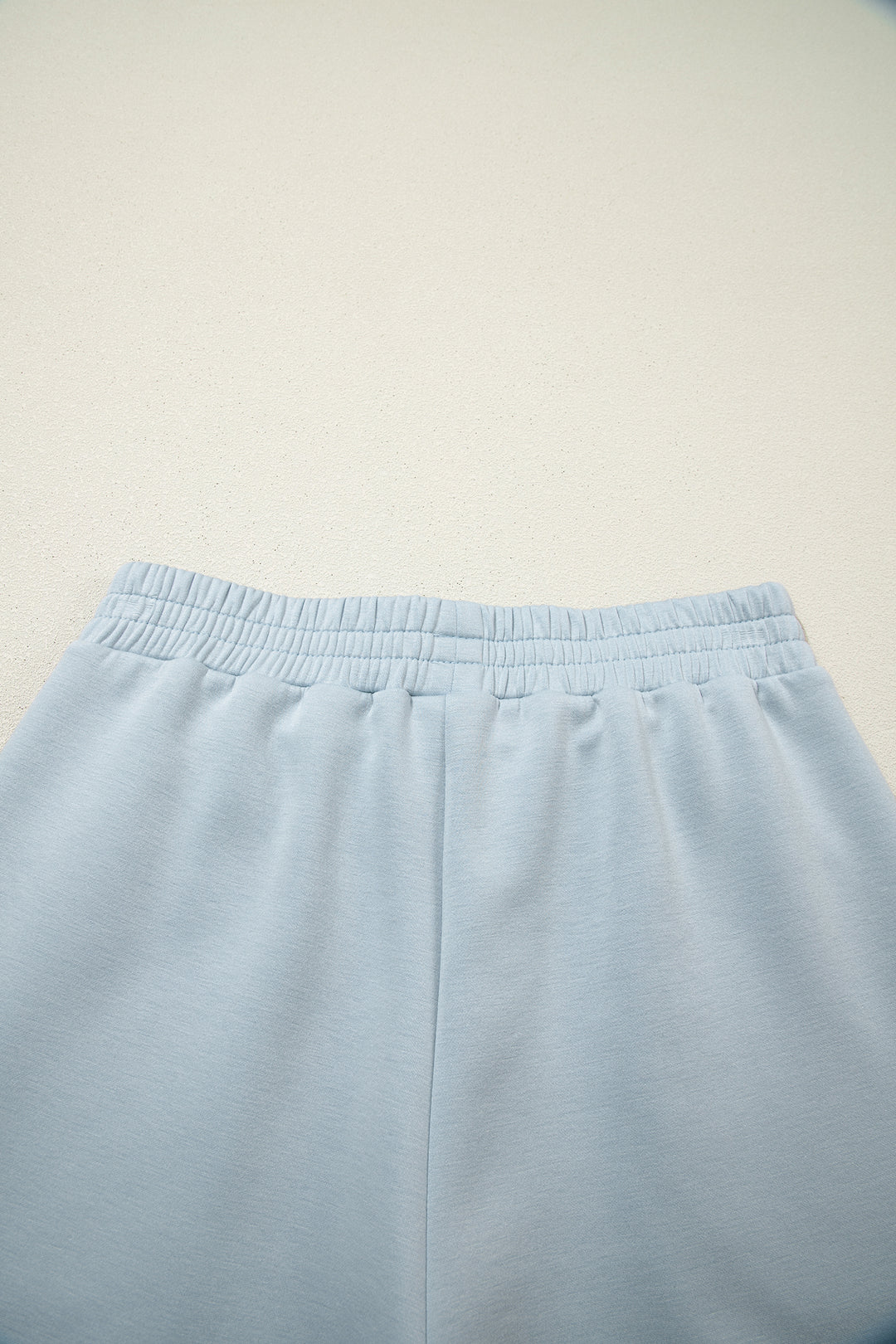Beau Blue Half Zip Polo Tee Casual Pant Set