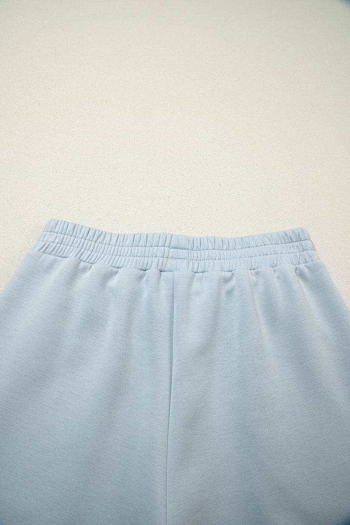 Beau Blue Half Zip Polo Tee Casual Pant Set