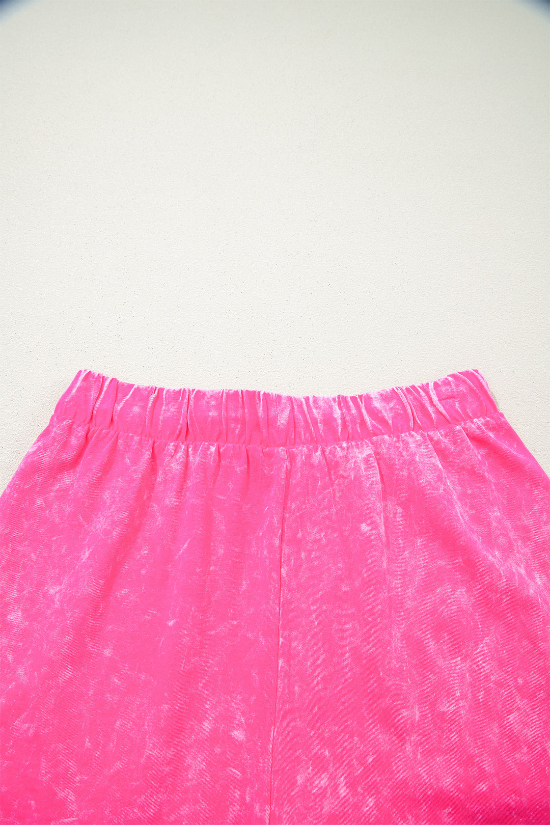 Rose Red Mineral Wash Cotton Short Set