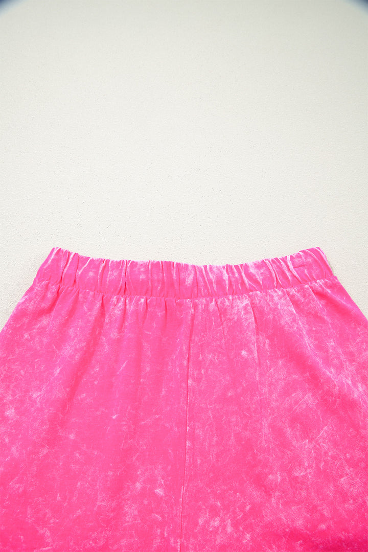 Rose Red Mineral Wash Cotton Short Set