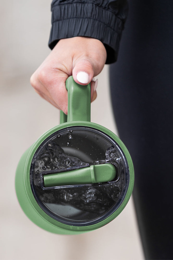 Grande tasse à vide avec poignée en acier inoxydable givré et paille 40 oz